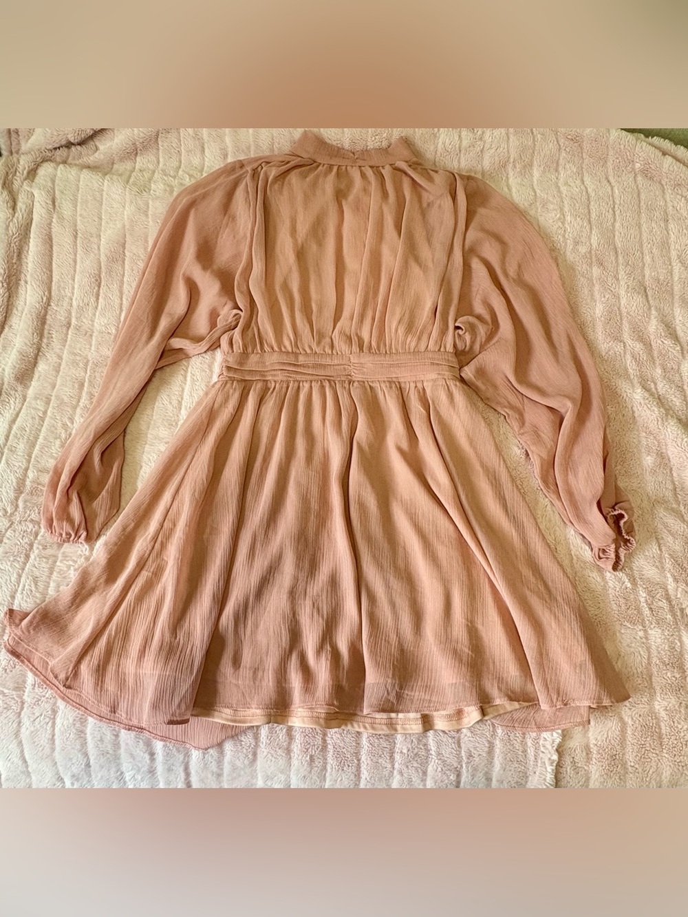 A. CALIN by Flying Tomato Blush Pink Boho Long Sleeve Mini Dress Size L
